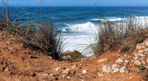 Landscape on the rocky plateau of Sito, also known as Forte São Miguel, a surfer paradise with