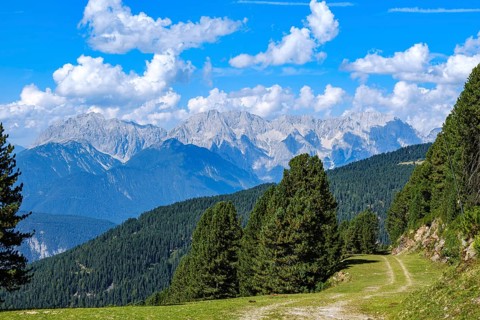 View from an alpine pasture near the Acherkogel in the Stubai Alps in Hochoetz, Ötz, Ötztal, Tyrol,