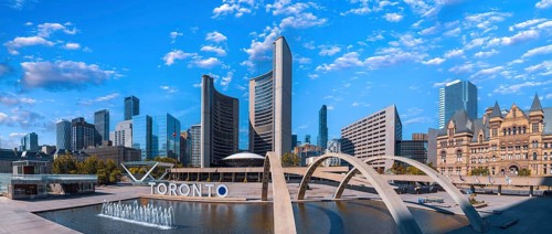 Scenic Toronto financial district skyline in the city downtown