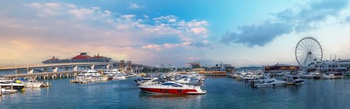 USA, Miami harbor near Biscayne bay a popular destination for recreational boating, fishing, and