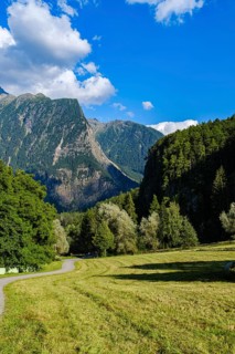 Picturesque mountain landscape with a view of the Acherkogel, on Lake Piburg in Oetz in the Ötztal,