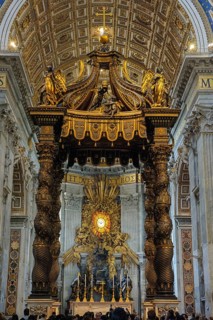 Canopy canopy ciborium by Gian Giovanni Lorenzo Bernini over Peter's tomb and papal altar in St.