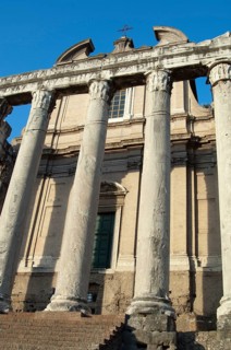 View from today's ground level of the Roman Forum as in Augustan period by Emperor Augustus of