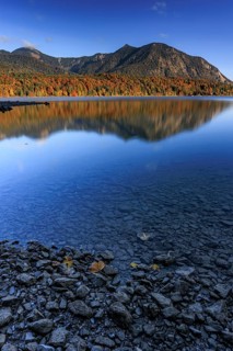 Mountain lake, mountains, morning light, reflection, autumn, autumn color, forest, shore,