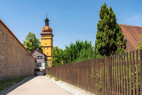 City wall, old historical city of Dinkelsbühl, middle Franconia, Bavaria, Germany