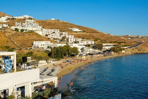 Agios Stefanos, Mykonos, Cyclades, Greece - Agios Stefanos, small town with sandy beach, apartments
