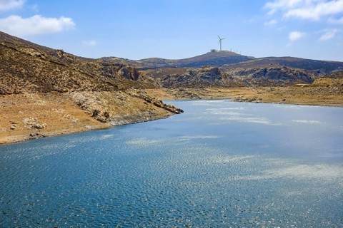 Mykonos, Cyclades, Greece - Dry Fokos Reservoir near Ano Mera. The Mykonos Municipal Water Supply