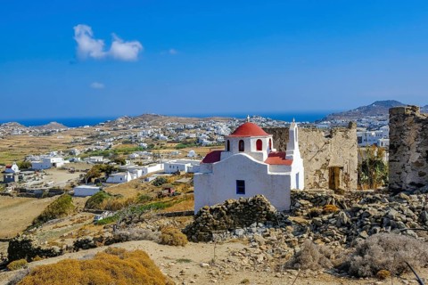 Ano Mera, Mykonos, Cyclades, Greece - Small church from the 18th century on the site of the Gyzi