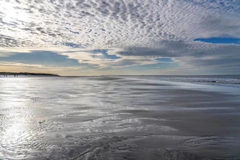 Wadden Sea near the East Frisian island of Spiekeroog, west of the North Sea island, at low tide,