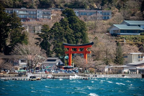 Second gate of Hakone Shrine in Motohakone on Lake Ashi, Hakone, Japan