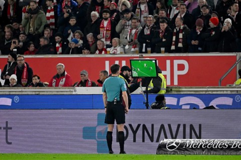 Referee Harm Osmers looks on VAR monitor, video assistant, video evidence, video referee video