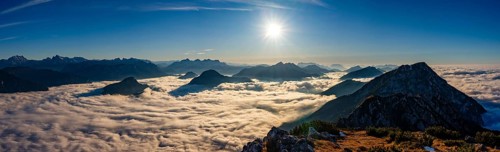 Panoramic picture, alpine panorama with Berchtesgaden Alps, Loferer Steinberge, Wilder Kaiser and