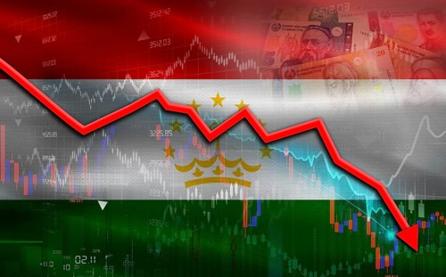 Tajikistan financial fall on economy market. Tajikistan financial crisis on economic graph