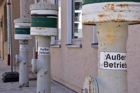 Old hydrants for the municipal water supply of fire departments in case of fire, Bavaria, Germany