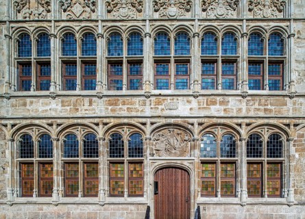 Façade of 16th century guildhall of the Free Boatmen, Gildehuis der Vrije Schippers at the Graslei