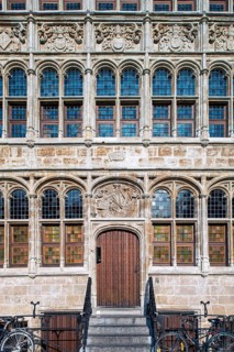 Façade of 16th century guildhall of the Free Boatmen, Gildehuis der Vrije Schippers at the Graslei