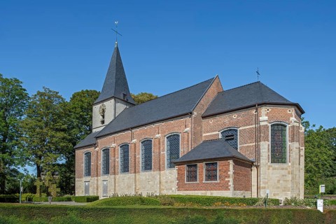18th century Saint Giles church, Sint-Egidiuskerk in the village Groot-Bijgaarden near Dilbeek,
