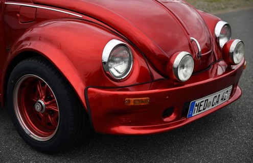 Red VW Beetle at classic car meeting in Büsum, Schleswig-Holstein, Germany