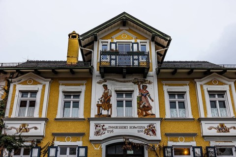 Facade painting on an older residential building, Dießen am Lake Ammer, Upper Bavaria, Bavaria,