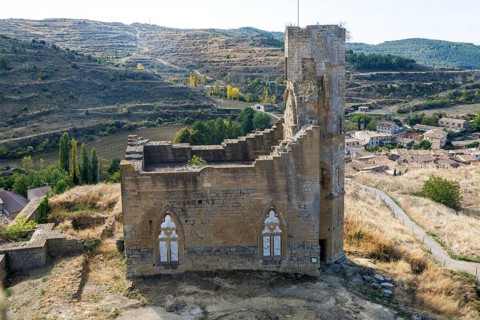 Palace of Pedro IV ruin medieval village of Uncastillo, Cinco Villas, Zaragoza province, Aragon,