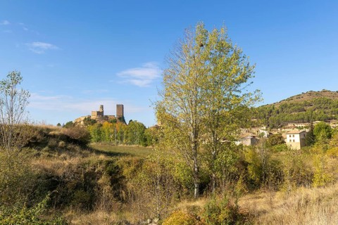 Castle of medieval village of Uncastillo, Cinco Villas, Zaragoza province, Aragon, Spain