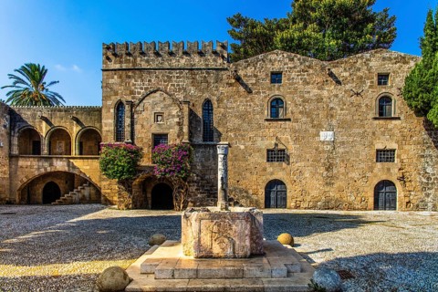 Platia Argirokastrou with fountain, Rhodes town