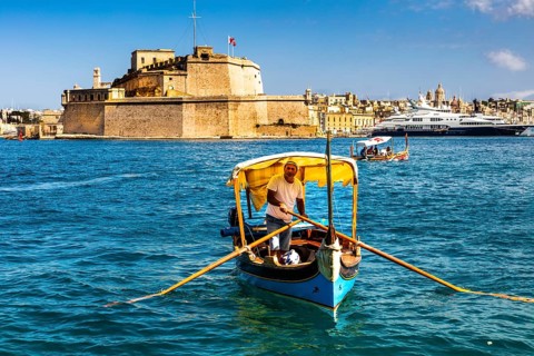 Fort Saint Angelo, Malta's first important defensive structure in the center of Grand Harbour,