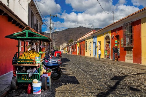 Colonial town with colorful houses, Antigua