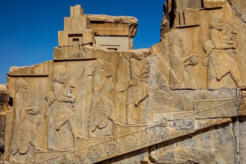 Relief detail, gifts brought to Darius the Great, staircase of the Darius Palace, Persepolis,
