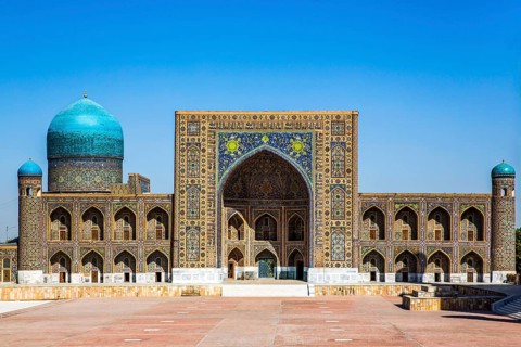 Tillakori Madrasah, Registan Square, ensemble of three madrasas, Samarkand, Uzbekistan
