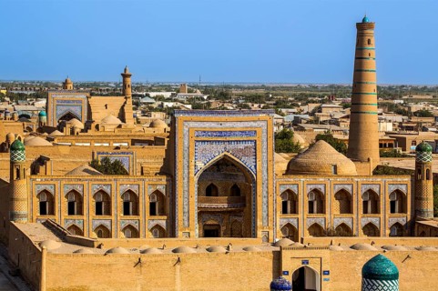 View of the historic old town, Khiva, Uzbekistan