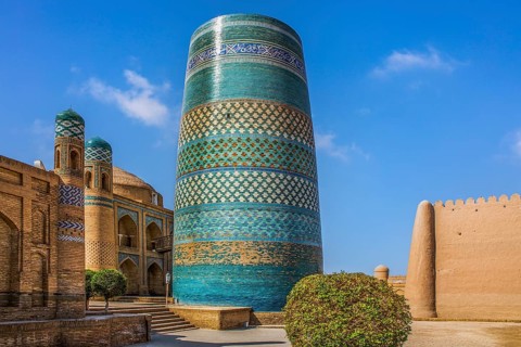 Historic Old Town with Kalta Menar Minaret, Khiva, Uzbekistan