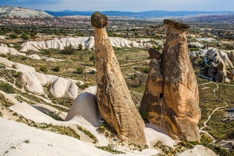 Three grances, fantastic tuff rock formations, Cappadocia, Turkey