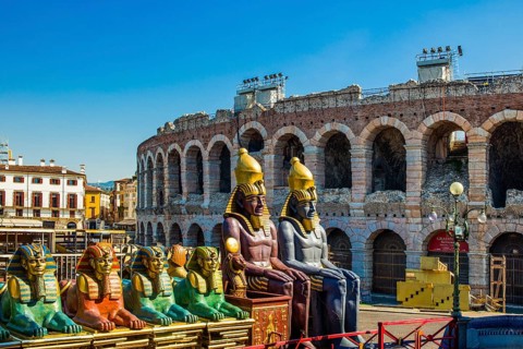 Aida decorations, Verona Roman Arena, 1st century, Veneto, Italy