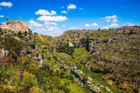 Monastero di Sant Agostino with Gravina Canyon, Matera, Puglia
