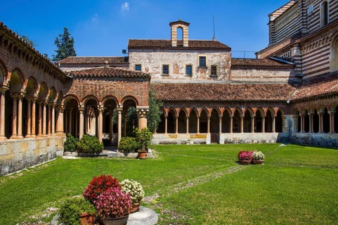Cloister, built in 1123, San Zeno Maggiore, one of the most beautiful Romanesque churches in Italy,