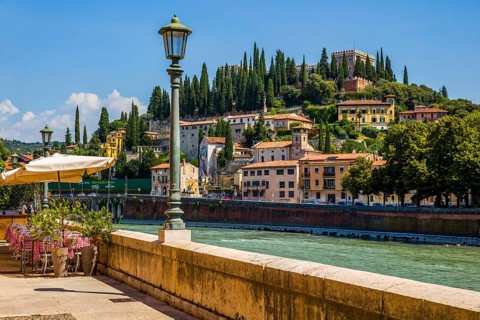 Esch-Ufer, Verona with medieval old town, Veneto, Italy, Verona, Veneto, Italy