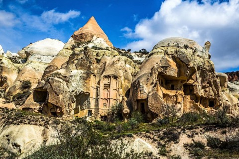Red Gorge rock galleries, fantastic tuff rock formations, Cappadocia, Turkey