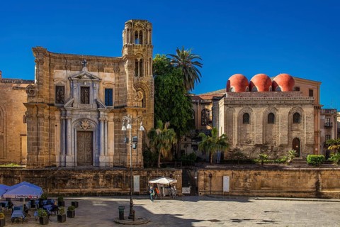 La Martorana next to San Catoldo with Arabic-Byzantine elements, Palermo, Sicily
