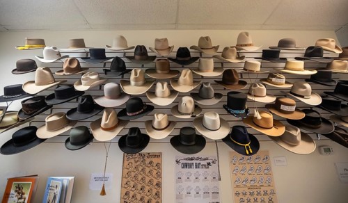 Elko, Nevada - Cowboy hats on display at the Cowboy Arts & Gear Museum