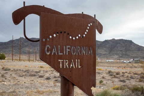 West Wendover, Nevada - A sign marks the route of the California Trail, used by emigrants in the