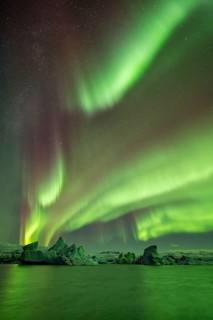 Northern Lights, Aurora Borealis, Glacier Lagoon, Jökulsarlon, Iceland