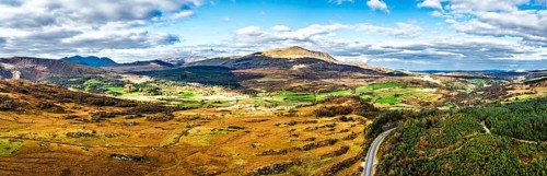 Snowdonia National Park over Road A470 from a drone, Crimea Pass, Blaenau Dolwyddelan, Wales,