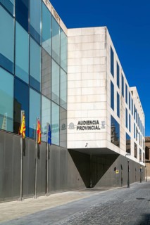 Audiencia Provincial government courts modern building, Zaragoza, Aragon, Spain