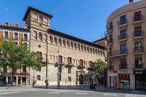 Historic palace building, Palacio de los Condes de Morata o de Luna, Zaragoza, Aragon, Spain,