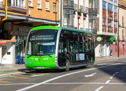 Inzar bus 100% electric vehicle public transport system of Zaragoza, Aragon, Spain, Europe operated
