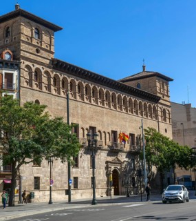 Historic palace building, Palacio de los Condes de Morata o de Luna, Zaragoza, Aragon, Spain,