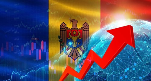 Global financial growth with Moldavia flag. Financial growth with Moldavia flag on economic