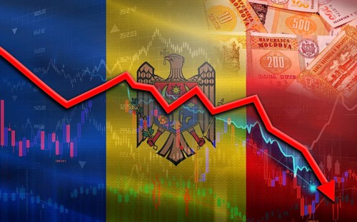 Moldavia financial fall on economy market. Moldavia financial crisis on economic graph