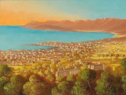 View of Cannes in southern France, France, based on a painting by Hubert Sattler (1817-1904),